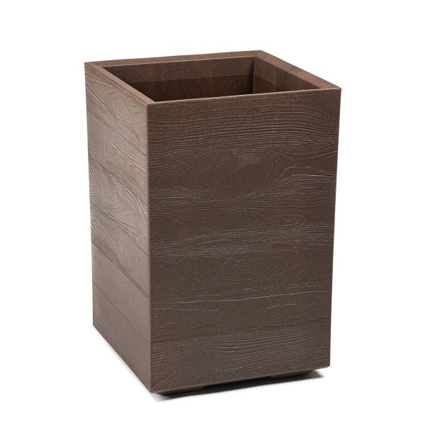 Plastový květináč karo recycled vysoký 900 x 300 x 300 mm, espresso