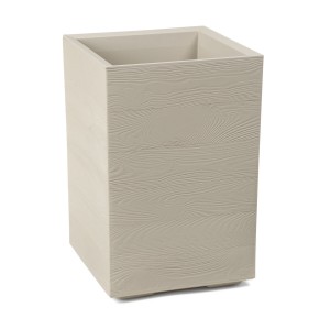 Plastový květináč karo recycled vysoký 900 x 300 x 300 mm, béžový