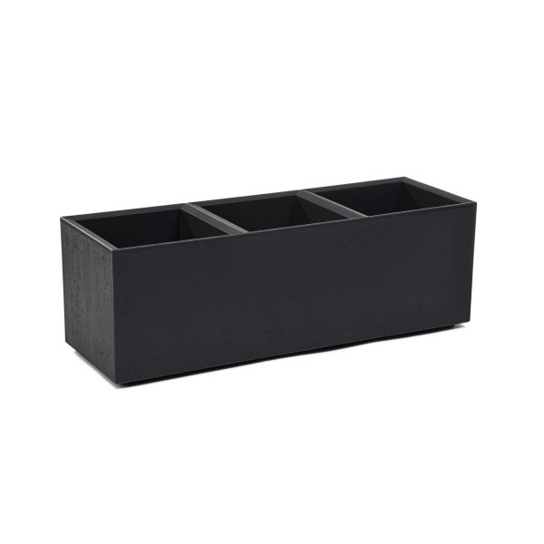 Plastový květináč karo beton recycled 900 x 300 x 300 mm, černý beton