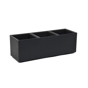 Plastový květináč karo beton recycled 900 x 300 x 300 mm, černý beton