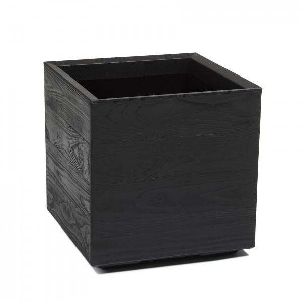 Plastový květináč Karo eco coffee deska 400x400 mm, černý, sada 2ks