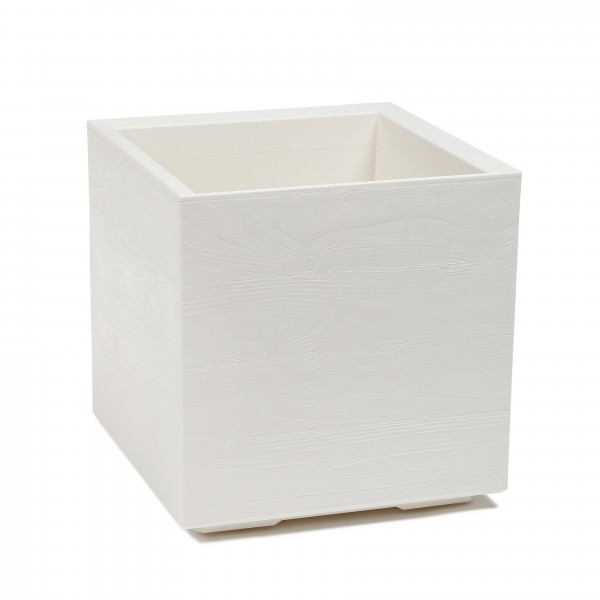 Plastový květináč Karo eco coffee deska 400x400 mm, krémový, sada 2ks