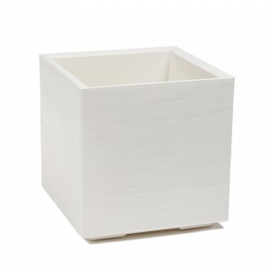 Plastový květináč Karo eco coffee deska 400x400 mm, krémový, sada 2ks