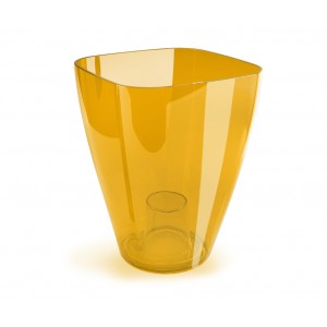 Plastový květináč na orchideje transparentní oranžový 120 mm