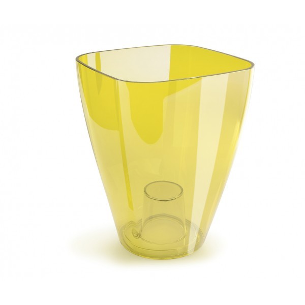 Plastový květináč na orchideje transparentní medový 120 mm