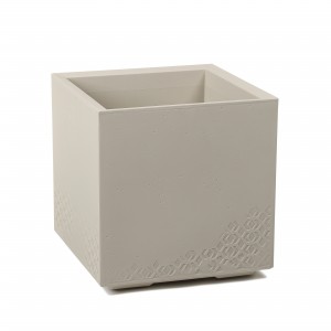 Plastový květináč Karo eco recycled beton 400x400x400 mm, béžový