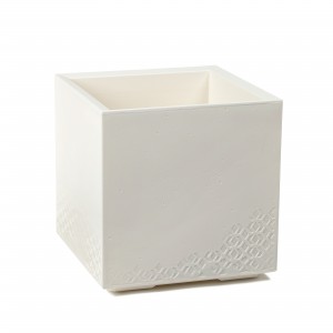 Plastový květináč Karo eco recycled beton 400x400x400 mm, krémový, sada 2ks