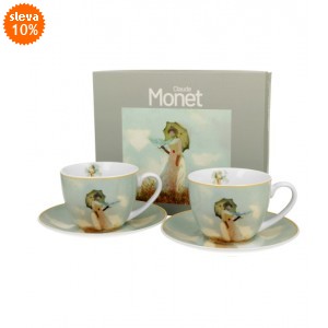 Sada 2 porcelánových hrnků s podšálky WOMAN WITH PARASOL 270 ml