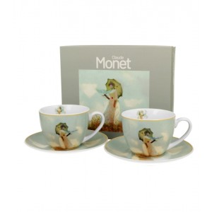 Sada 2 porcelánových hrnků s podšálky WOMAN WITH PARASOL 270 ml