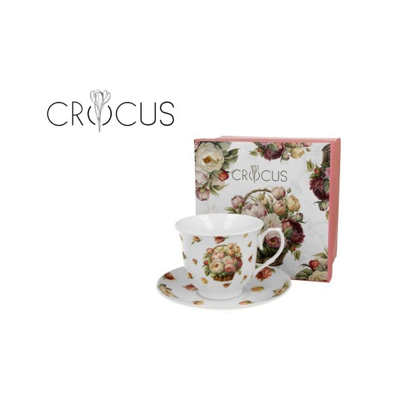 Porcelánový hrnek s podšálkem PEONIES 250 ml