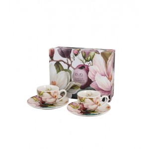 Sada 2 porcelánových hrnků s podšálky MAGNOLIE