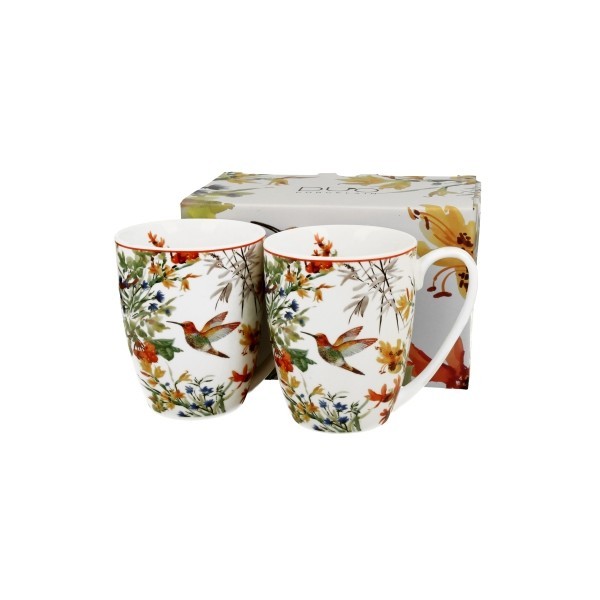 Sada 2 porcelánových hrnků s podšálky LINNEA 360 ml