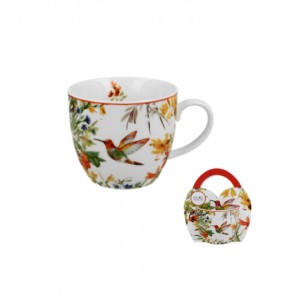 Porcelánový hrnek LINNEA v košíku, 460 ml