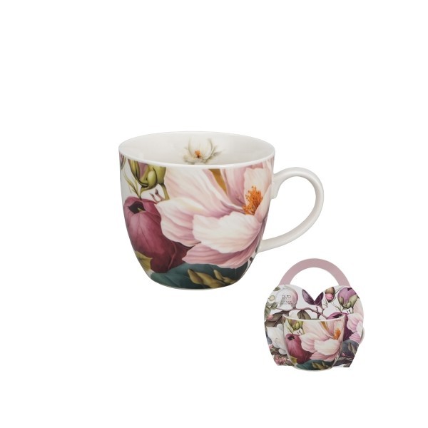 Porcelánový hrnek MAGNOLIE v košíku, 460 ml