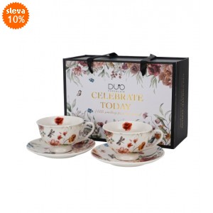 Sada 2 porcelánových hrnků s podšálky REBECCA 250 ml