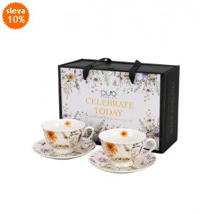 Sada 2 porcelánových hrnků s podšálky PANSY 250ml