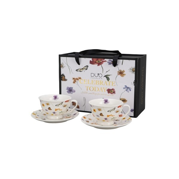 Sada 2 porcelánových hrnků s podšálky MARGARET 250 ml