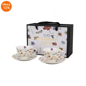 Sada 2 porcelánových hrnků s podšálky MARGARET 250 ml