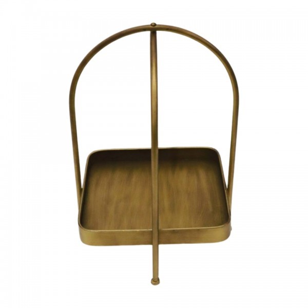Dvoupatrový čtvercový stojan, zlatý, 40 cm