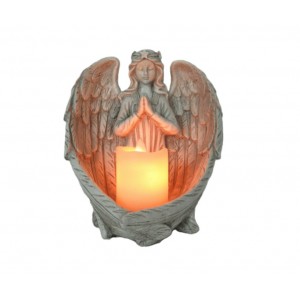 LED anděl polyresin se svíčkou 17 x 15 x 18 cm