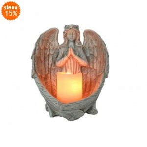 LED anděl polyresin se svíčkou 17 x 15 x 18 cm