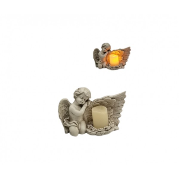 LED anděl polyresin A, se svíčkou 21,5 x 11 x 14 cm 