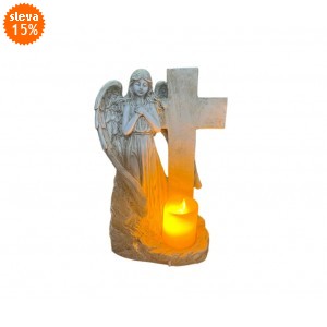 LED anděl polyresin se svíčkou 17 x 10,5 x 26,5 cm