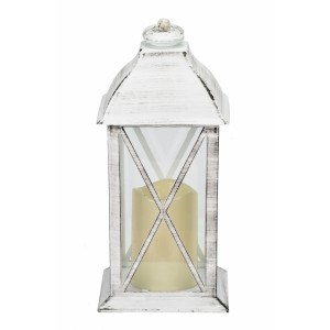 Plastová LED lucerna bílá s patinou 31x14x14 cm