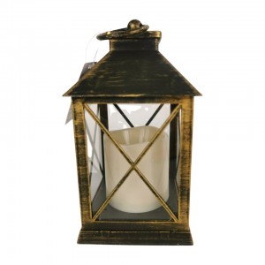 Plastová černozlatá LED lucerna 24 x 10 x 10 cm