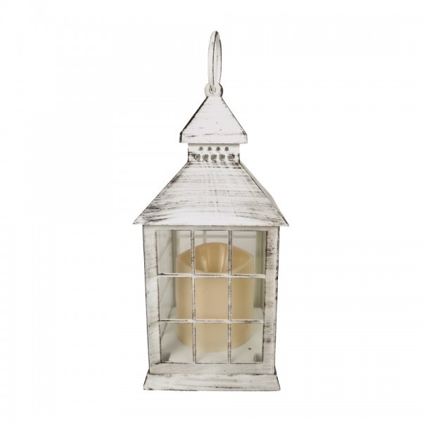 Plastová bílá LED lucerna 24 x 10 x 10 cm