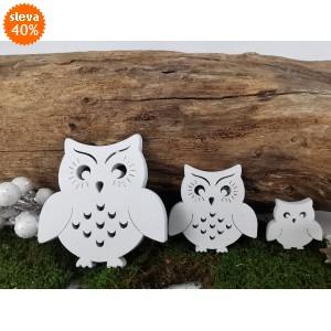 Dřevěná sada bílých soviček 20 ks, 3 velikosti