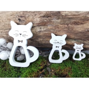 Dřevěné bílé kočičky B, sada 20 ks, 3 velikosti