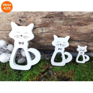 Dřevěné bílé kočičky B, sada 20 ks, 3 velikosti