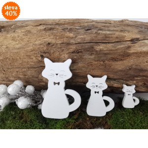 Dřevěné bílé kočičky A sada 20 ks, 3 velikosti