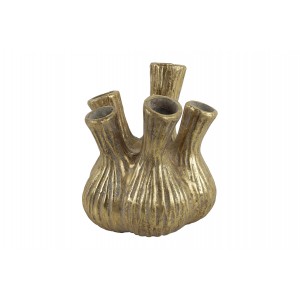 Váza Moyo S zlatá – keramika, 17 × 17 × 19,5 cm