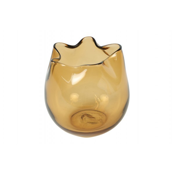 Skleněný svícen Maci M 17 cm – jantarový