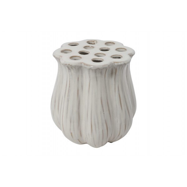 Vysoká keramická váza Lotus L bílá