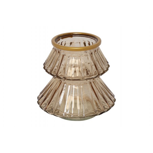 Skleněný svícen Talline S – hnědý, 11 cm