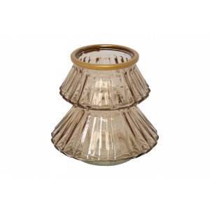 Skleněný svícen Talline S – hnědý, 11 cm
