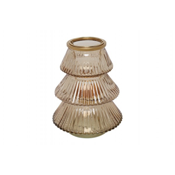 Skleněný svícen Talline L – hnědý, 16 cm