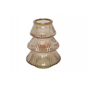 Skleněný svícen Talline L – hnědý, 16 cm