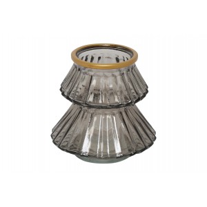 Skleněný svícen Talline S – šedý, 11 cm