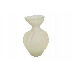 Váza Lenore Rib matná transparentní S – krémová 30,5 cm