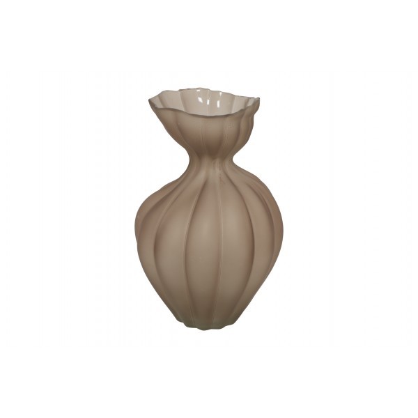 Váza Lenore Rib matná transparentní S – hnědá 30,5 cm