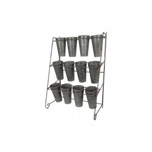 Kovové květináče na stojanu Ashton – 12 nádob, 107,5 cm