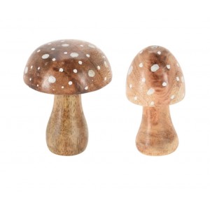 Dřevěný hřib z mangového dřeva A - mix 2 tvarů, 10 cm