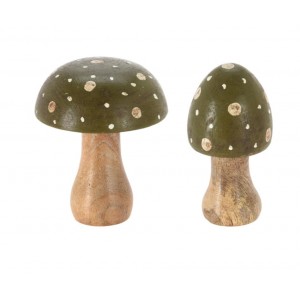 Dřevěný hřib z mangového dřeva B - širší klobouček, 10 cm