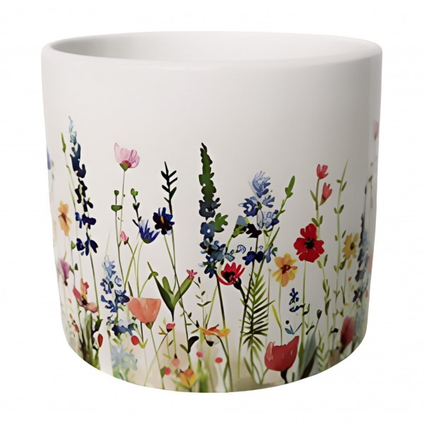 Keramický květináč s motivem lučního kvítí A 13 cm