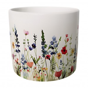 Keramický květináč s motivem lučního kvítí A 13 cm