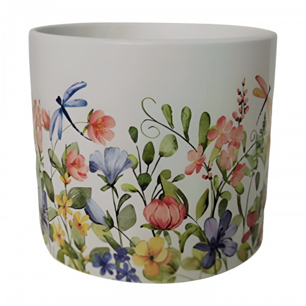 Keramický květináč s motivem lučního kvítí B 16 cm